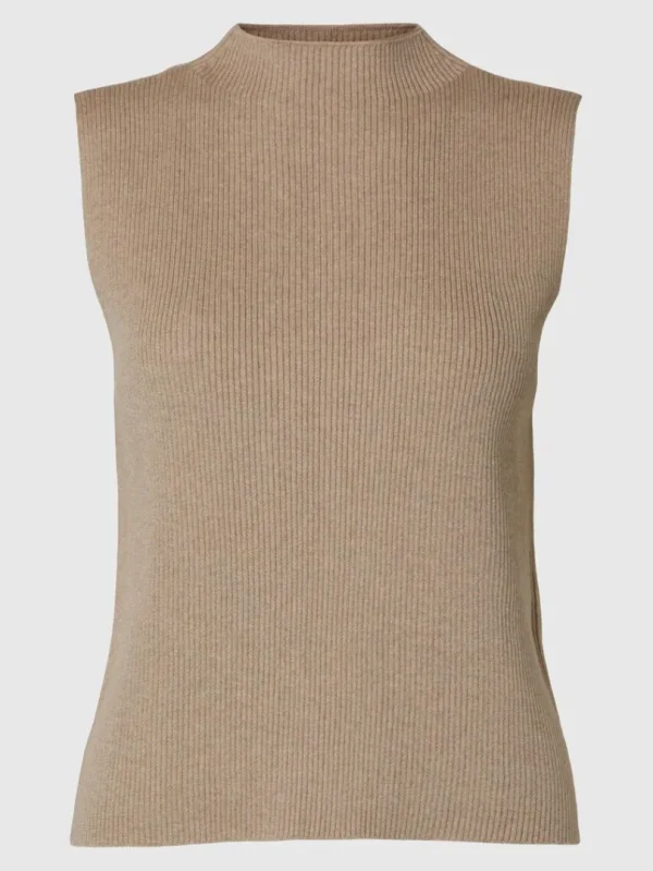 Toppe Og Bluser | Strik>SELECTED GLIMMER TOP UDEN ÆRMER Brown