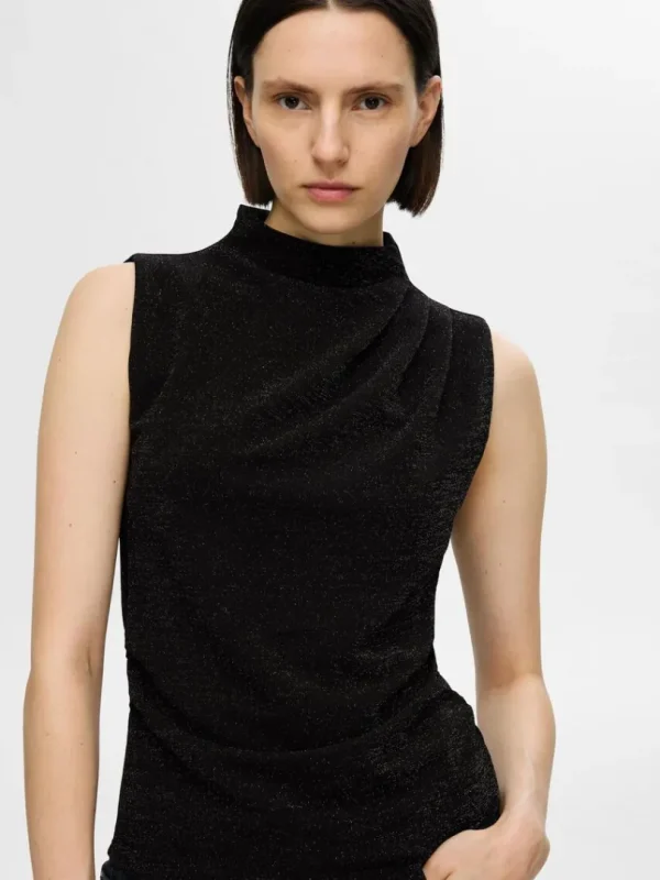 Toppe Og Bluser>SELECTED GLIMMER TOP UDEN ÆRMER Black