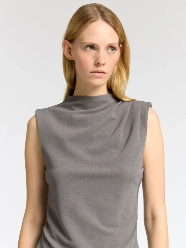Toppe Og Bluser>SELECTED GLIMMER TOP UDEN ÆRMER Grey