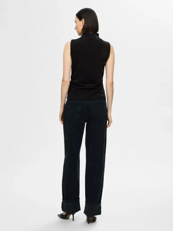 Toppe Og Bluser>SELECTED GLIMMER TOP UDEN ÆRMER Black