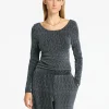 Toppe Og Bluser>SELECTED GLITRENDE TOP MED LANGE ÆRMER Black
