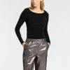 Toppe Og Bluser>SELECTED GLITRENDE TOP MED LANGE ÆRMER Black