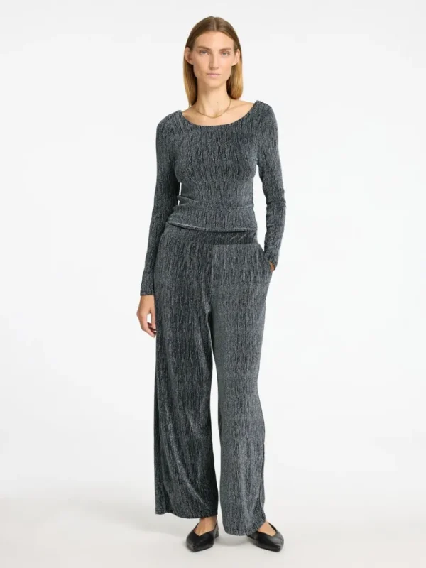 Toppe Og Bluser>SELECTED GLITRENDE TOP MED LANGE ÆRMER Black