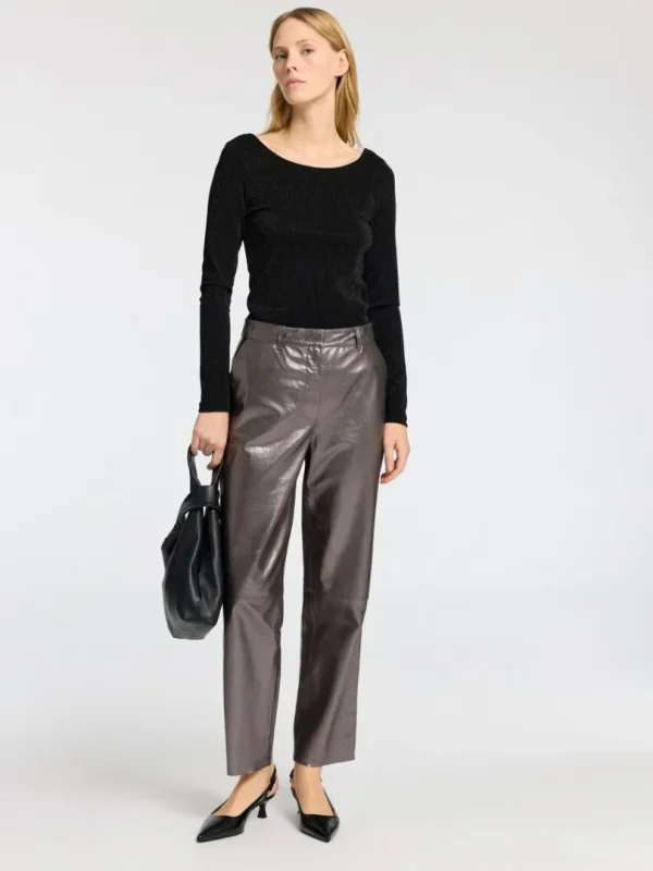 Toppe Og Bluser>SELECTED GLITRENDE TOP MED LANGE ÆRMER Black