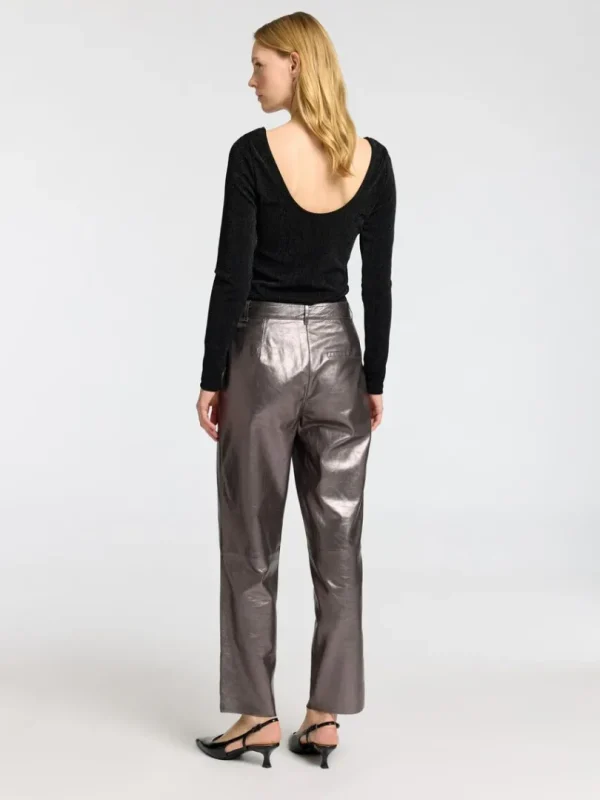 Toppe Og Bluser>SELECTED GLITRENDE TOP MED LANGE ÆRMER Black