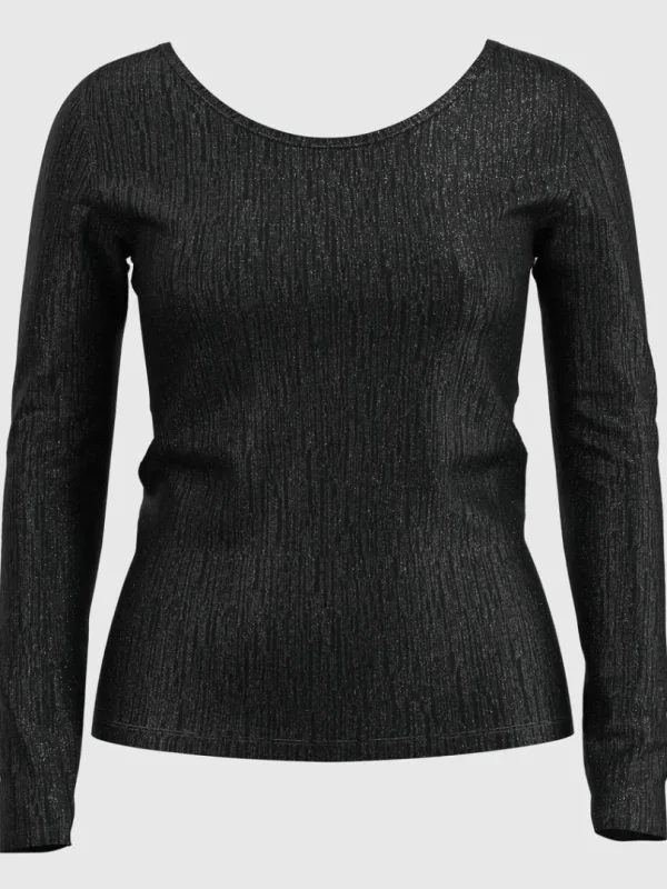 Toppe Og Bluser>SELECTED GLITRENDE TOP MED LANGE ÆRMER Black