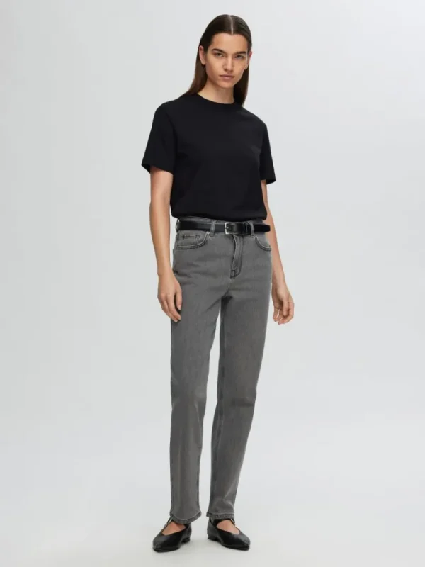 Jeans>SELECTED GRÅ STRAIGHT FIT JEANS Grey