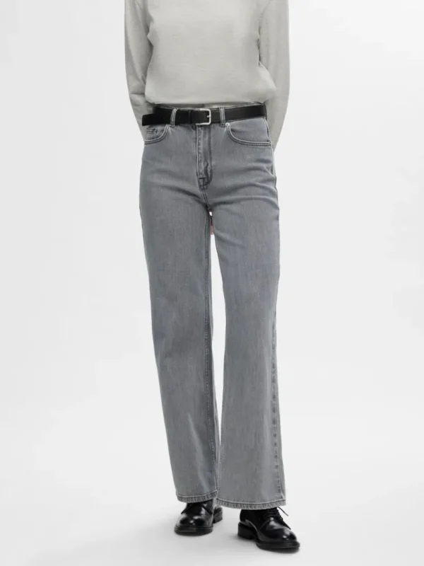 Jeans>SELECTED GRÅ WIDE FIT JEANS Grey
