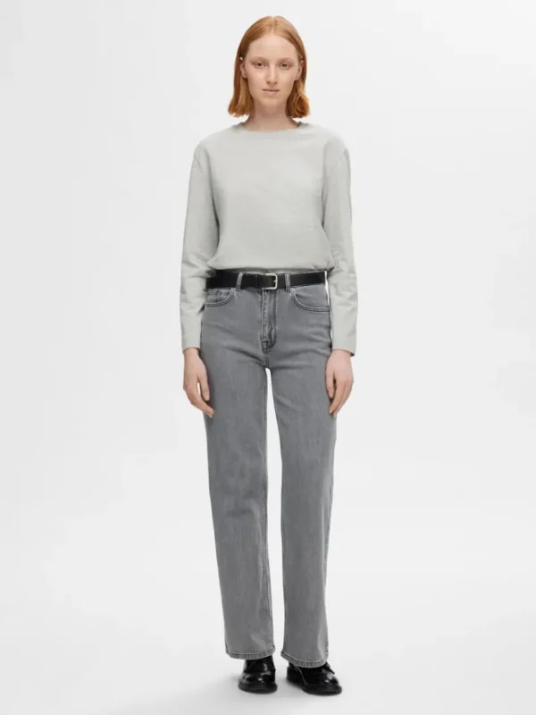Jeans>SELECTED GRÅ WIDE FIT JEANS Grey