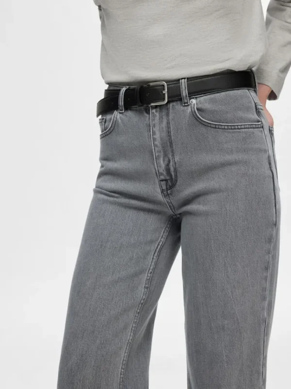 Jeans>SELECTED GRÅ WIDE FIT JEANS Grey