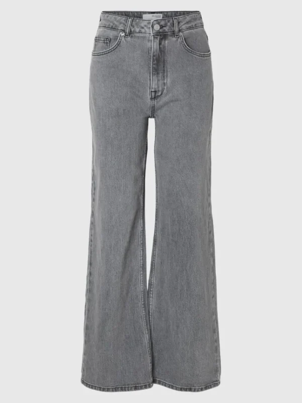 Jeans>SELECTED GRÅ WIDE FIT JEANS Grey