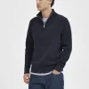 Strik>SELECTED HALF ZIP PULLOVER Blue