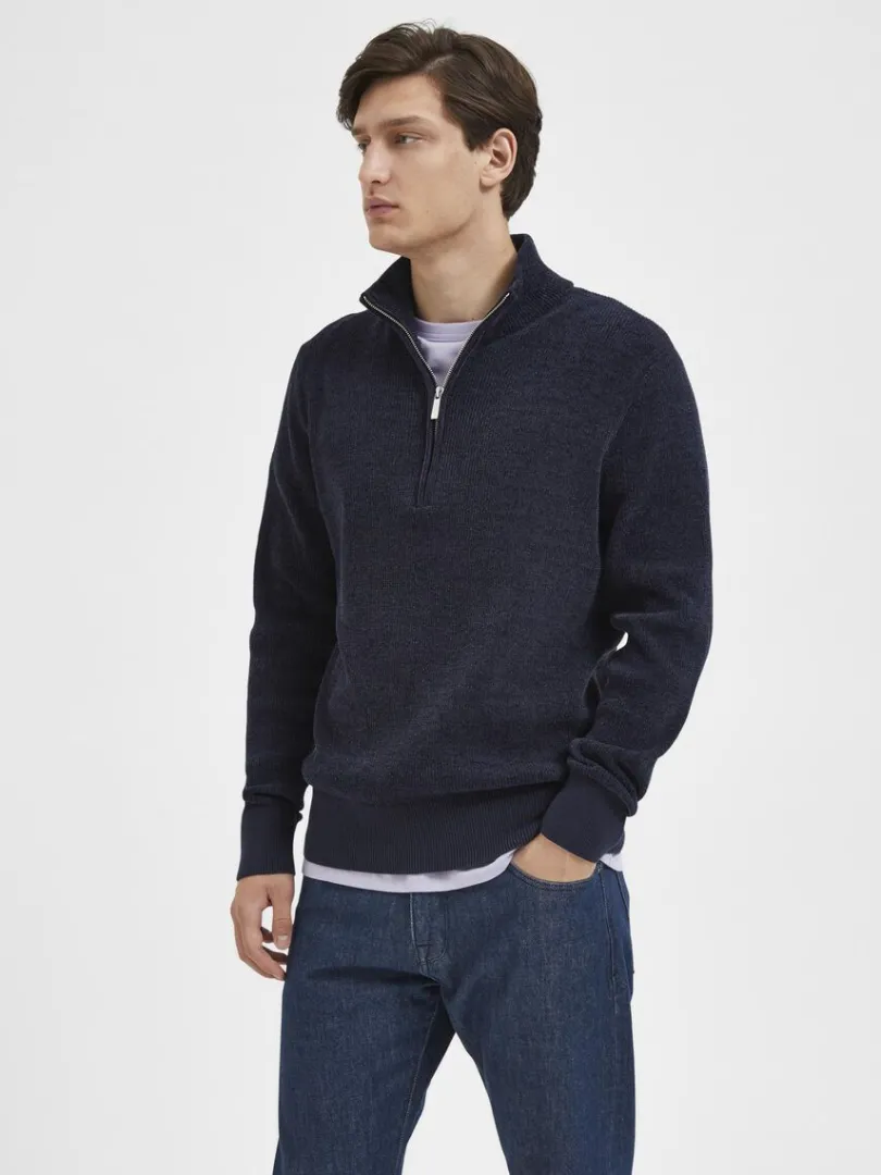 half_zip_pullover_0-2.webp Strik>SELECTED HALF ZIP PULLOVER Blue