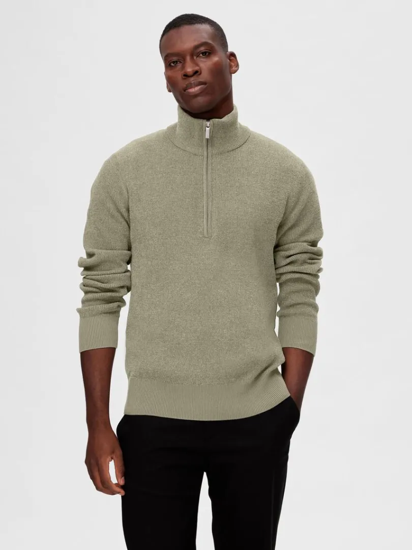 half_zip_pullover_0.webp Strik>SELECTED HALF ZIP PULLOVER Green