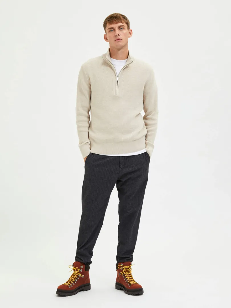 half_zip_pullover_1-1.webp Strik>SELECTED HALF ZIP PULLOVER Beige