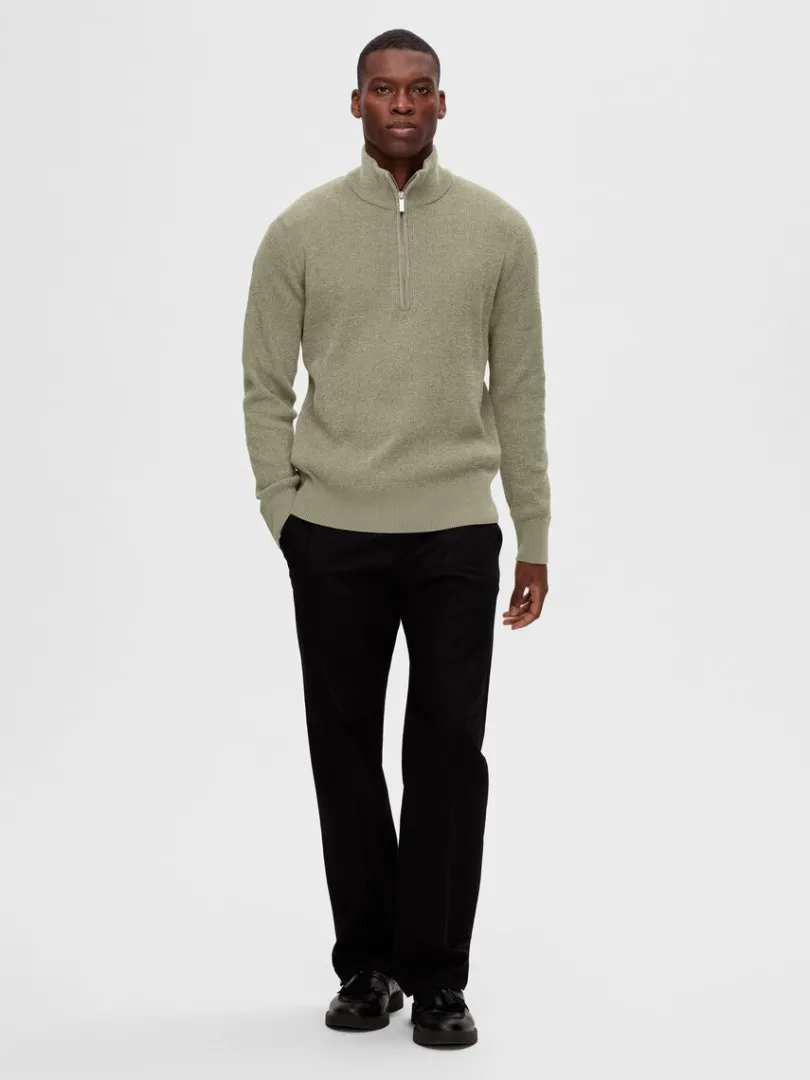 half_zip_pullover_1.webp Strik>SELECTED HALF ZIP PULLOVER Green