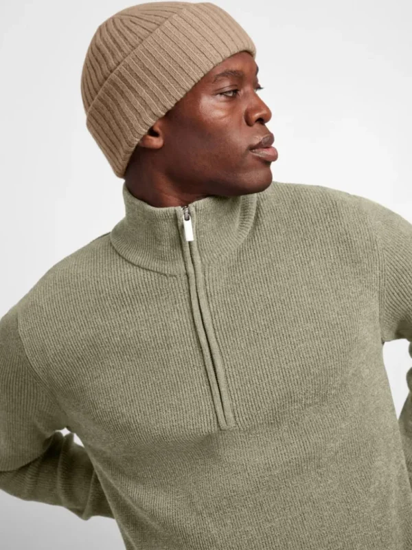 Strik>SELECTED HALF ZIP PULLOVER Green
