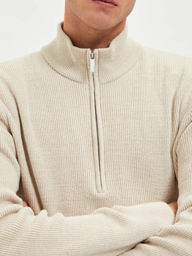 half_zip_pullover_3-1.webp Strik>SELECTED HALF ZIP PULLOVER Beige