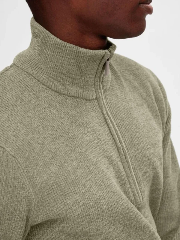 Strik>SELECTED HALF ZIP PULLOVER Green
