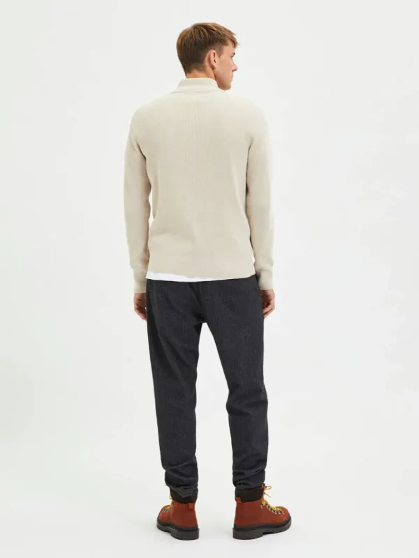 Strik>SELECTED HALF ZIP PULLOVER Beige