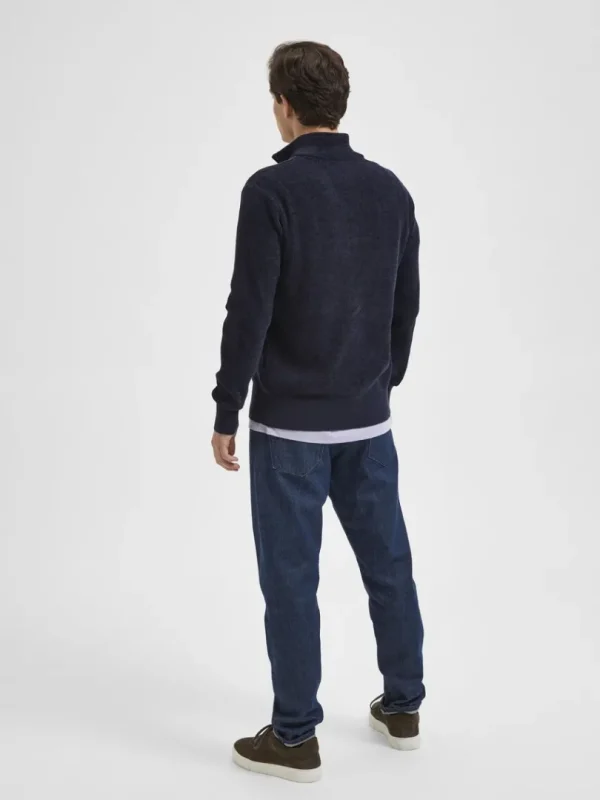 Strik>SELECTED HALF ZIP PULLOVER Blue