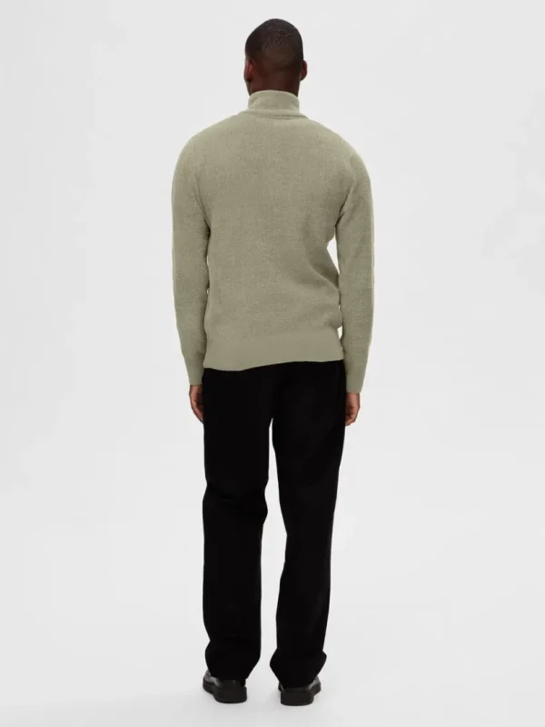 Strik>SELECTED HALF ZIP PULLOVER Green