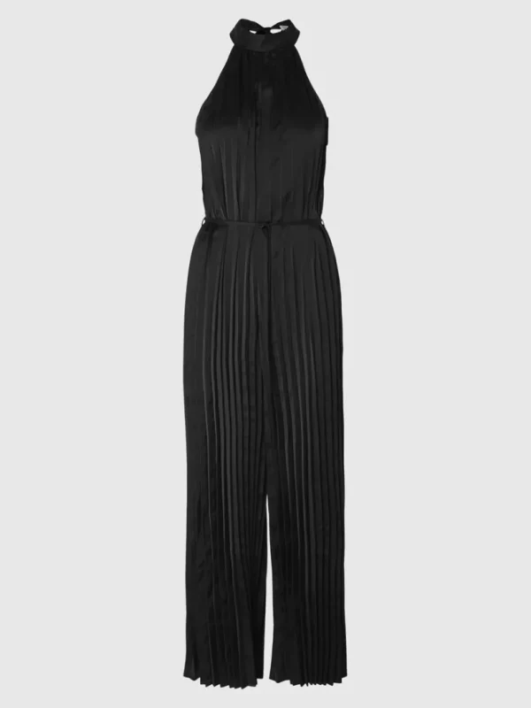Kjoler>SELECTED HALTERNECK PLISSERET BUKSEDRAGT Black