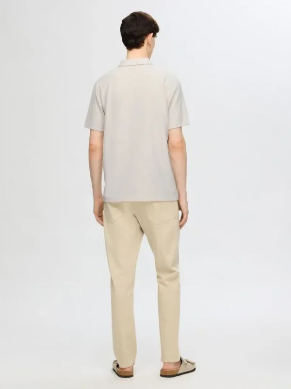 Poloer>SELECTED HALV LYNLÅS PLISSÉ POLO Beige