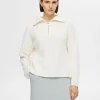 Strik>SELECTED HALV LYNLÅS PULLOVER White
