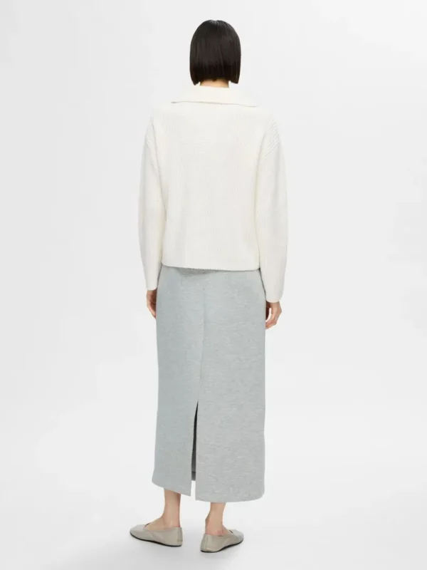 Strik>SELECTED HALV LYNLÅS PULLOVER White