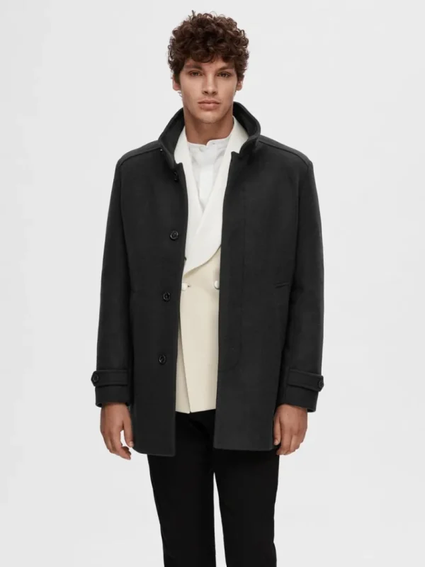 Overtøj>SELECTED HIGH NECK FRAKKE Black