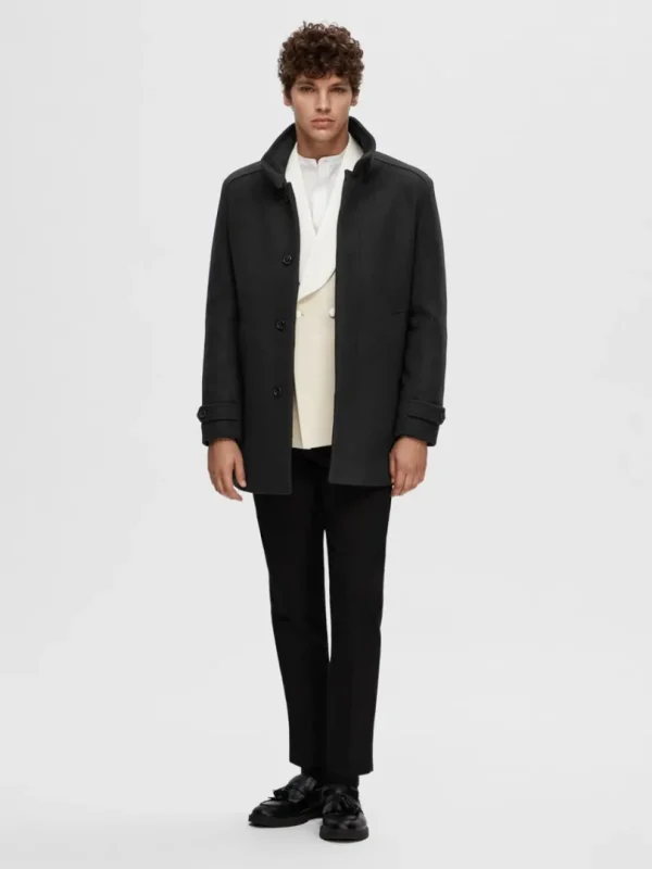 Overtøj>SELECTED HIGH NECK FRAKKE Black