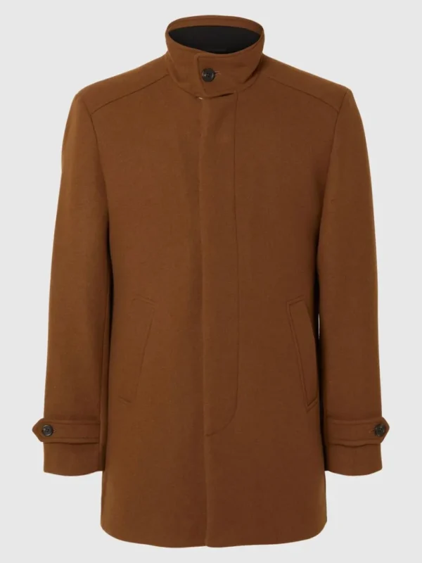 Overtøj>SELECTED HIGH NECK FRAKKE Brown