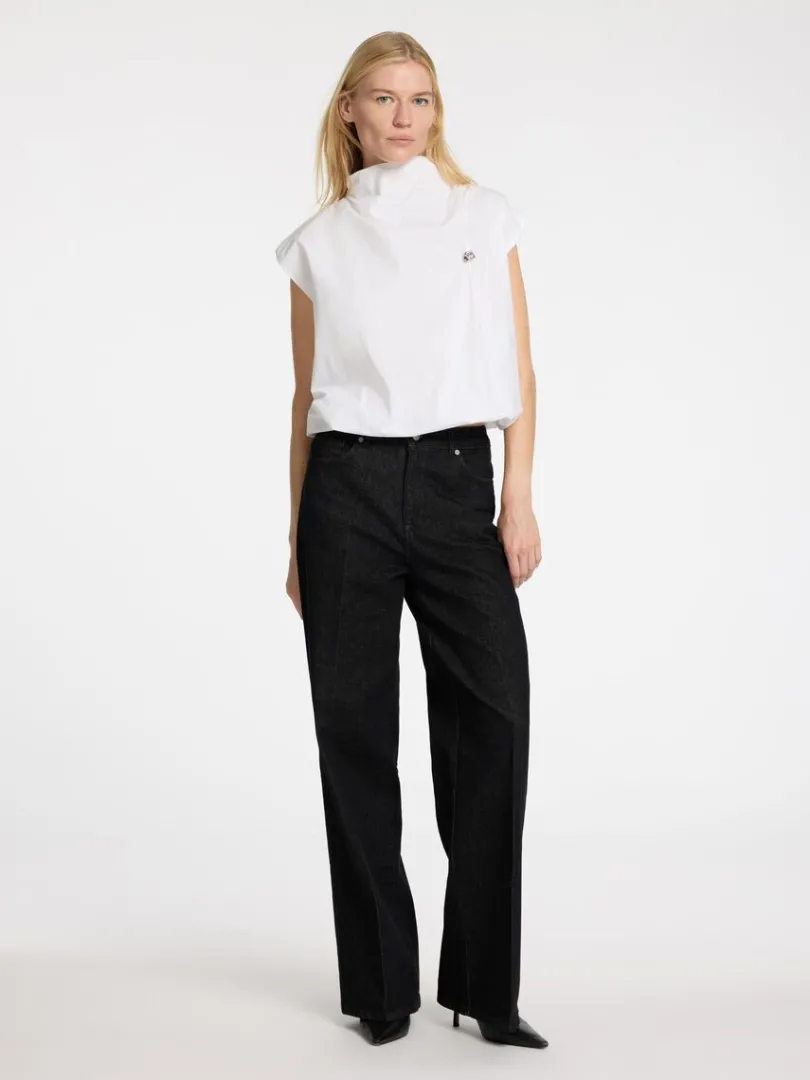 high_neck_kort_top_1.webp Toppe Og Bluser>SELECTED HIGH NECK KORT TOP White