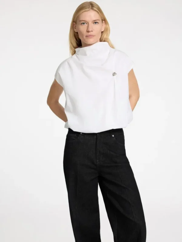 Toppe Og Bluser>SELECTED HIGH NECK KORT TOP White