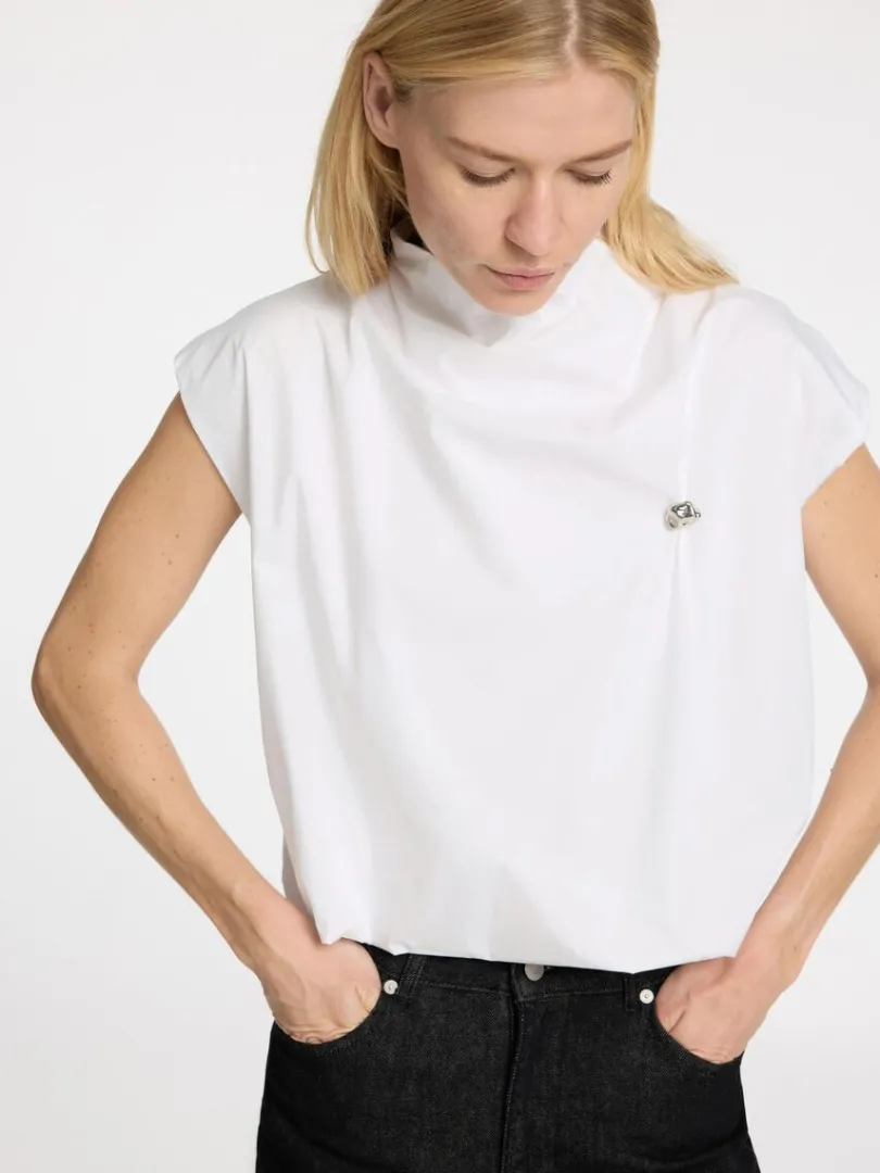 high_neck_kort_top_3.webp Toppe Og Bluser>SELECTED HIGH NECK KORT TOP White