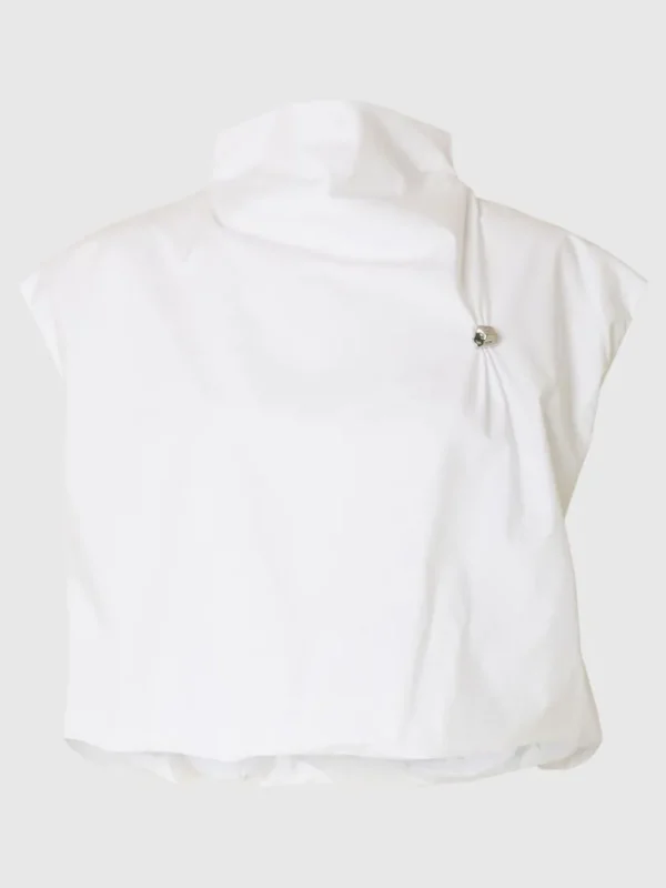 Toppe Og Bluser>SELECTED HIGH NECK KORT TOP White