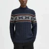 Strik>SELECTED - HØJ HALS JULESWEATER Blue
