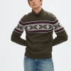 Strik>SELECTED - HØJ HALS JULESWEATER Green