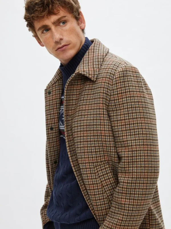 Strik>SELECTED - HØJ HALS JULESWEATER Blue