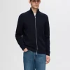 Strik>SELECTED HØJ HALS MED LYNLÅS STRIKKET CARDIGAN Blue