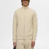 Strik>SELECTED HØJ HALS MED LYNLÅS STRIKKET CARDIGAN Beige