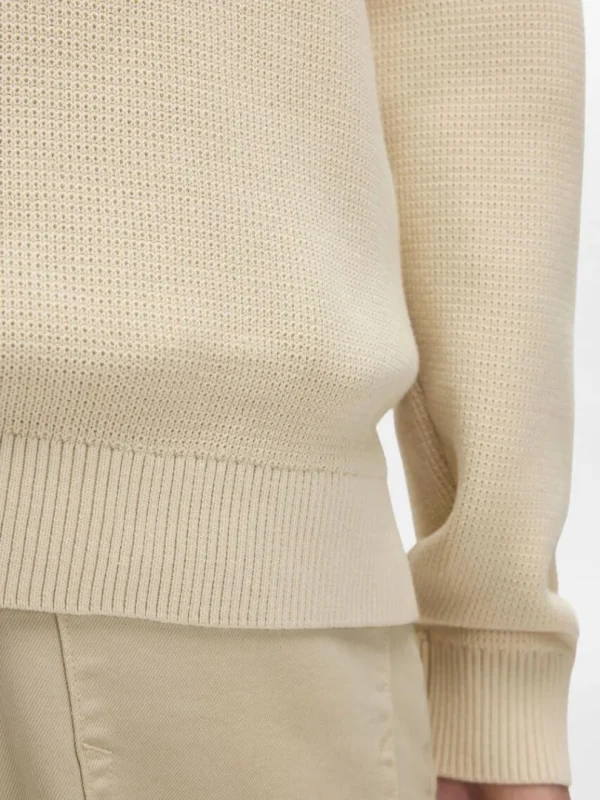 Strik>SELECTED HØJ HALS MED LYNLÅS STRIKKET CARDIGAN Beige