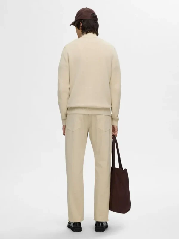 Strik>SELECTED HØJ HALS MED LYNLÅS STRIKKET CARDIGAN Beige