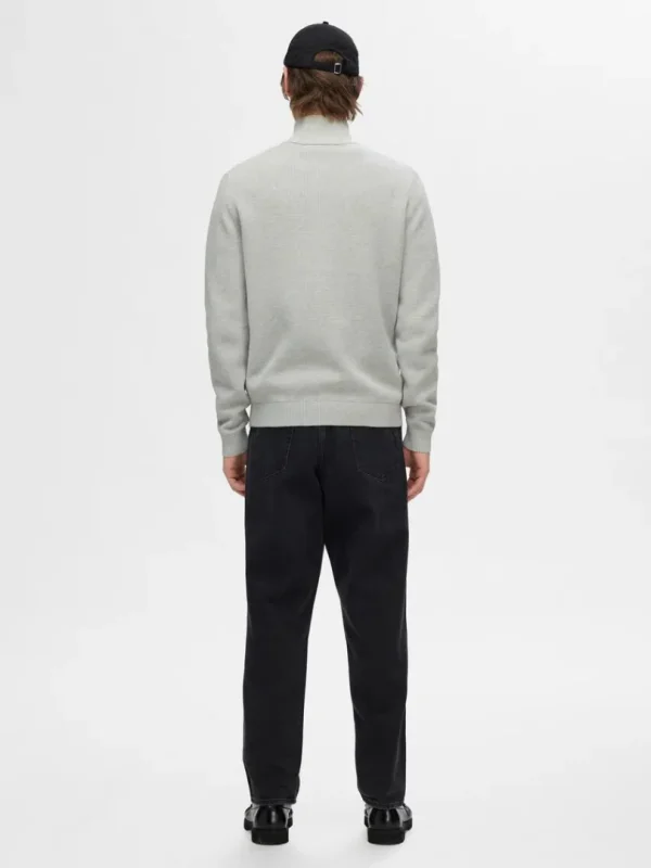 Strik>SELECTED HØJ HALS MED LYNLÅS STRIKKET CARDIGAN Grey