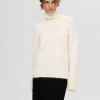 Strik>SELECTED HØJ HALS PULLOVER Beige