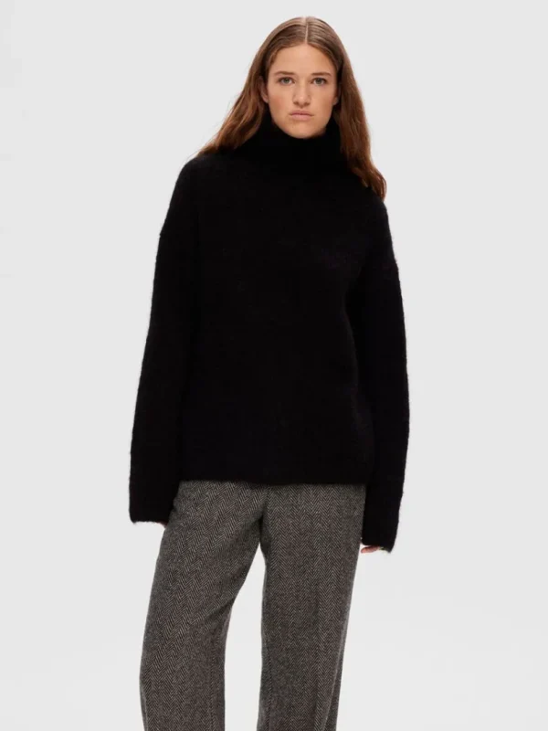Strik>SELECTED HØJ HALS PULLOVER Black