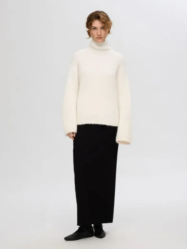 Strik>SELECTED HØJ HALS PULLOVER Beige
