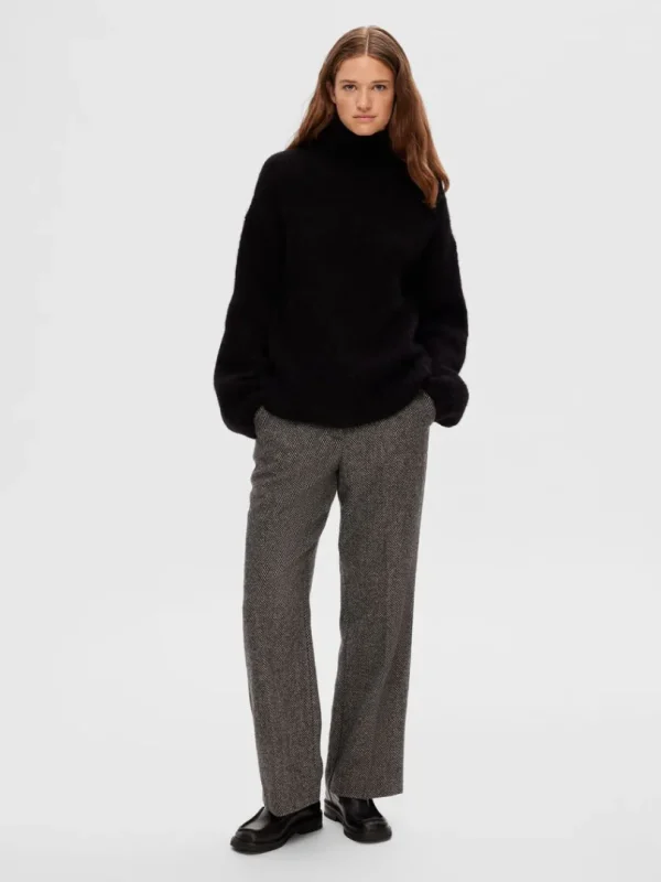 Strik>SELECTED HØJ HALS PULLOVER Black