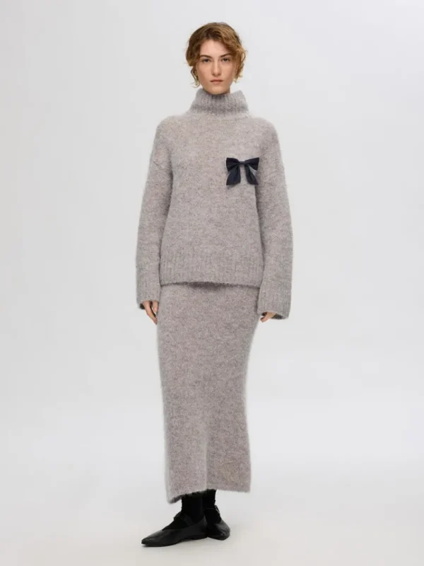 Strik>SELECTED HØJ HALS PULLOVER Grey